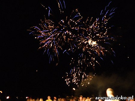 Fotografia z Dni Gminy Wicko 2010 przedstawiająca pokaz sztucznych ogni.